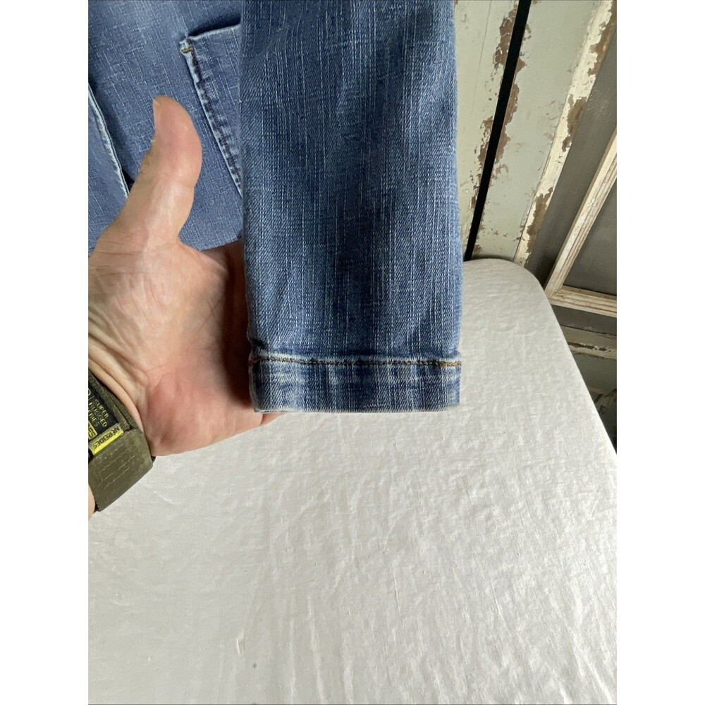 BONJOUR Denim Blazer Jacket Y2K 2000s Retro Pockets Women Medium - Picture 6 of 11
